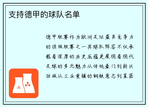 支持德甲的球队名单